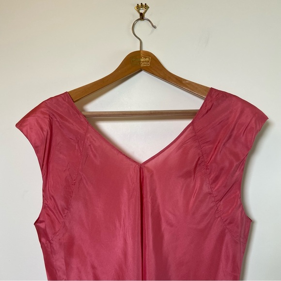 MARIAN CLAYDEN Pink Vintage 90s Black Tissue Silk Dress Padded Shoulders - Picture 5 of 5